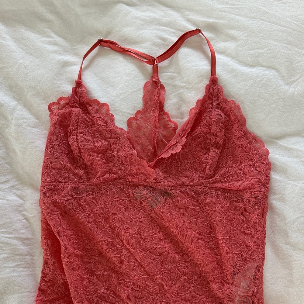 All Saints Scarlet Lace Bodysuit Peach Pink